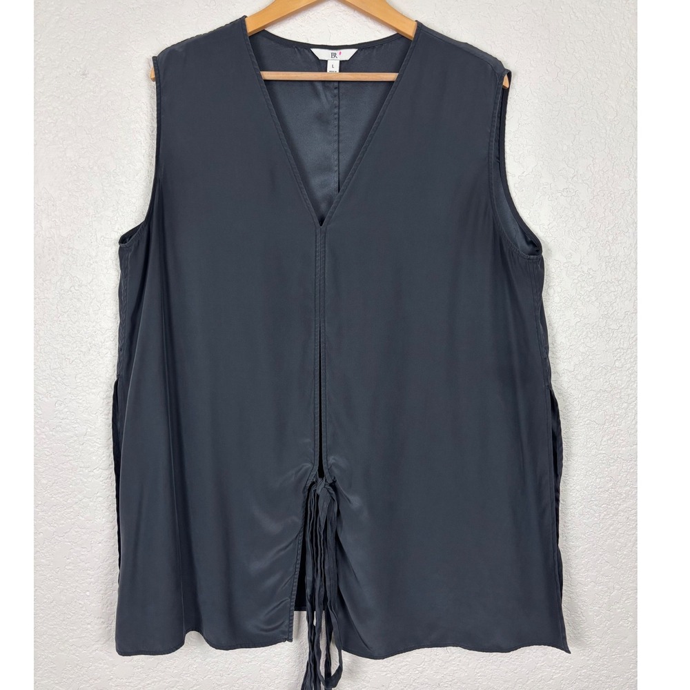 Banana Republic Womens‎ 100% Silk V-Neck Sleeveless Top Sz Larg Gray Lagenlook